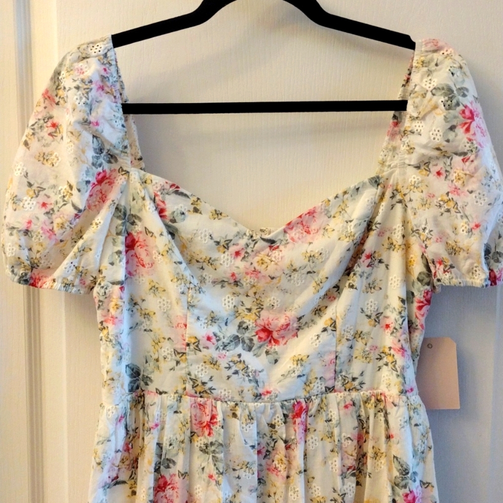 City Studio Pink Floral Eyelet Mini Dress, Size L - Picture 15 of 16